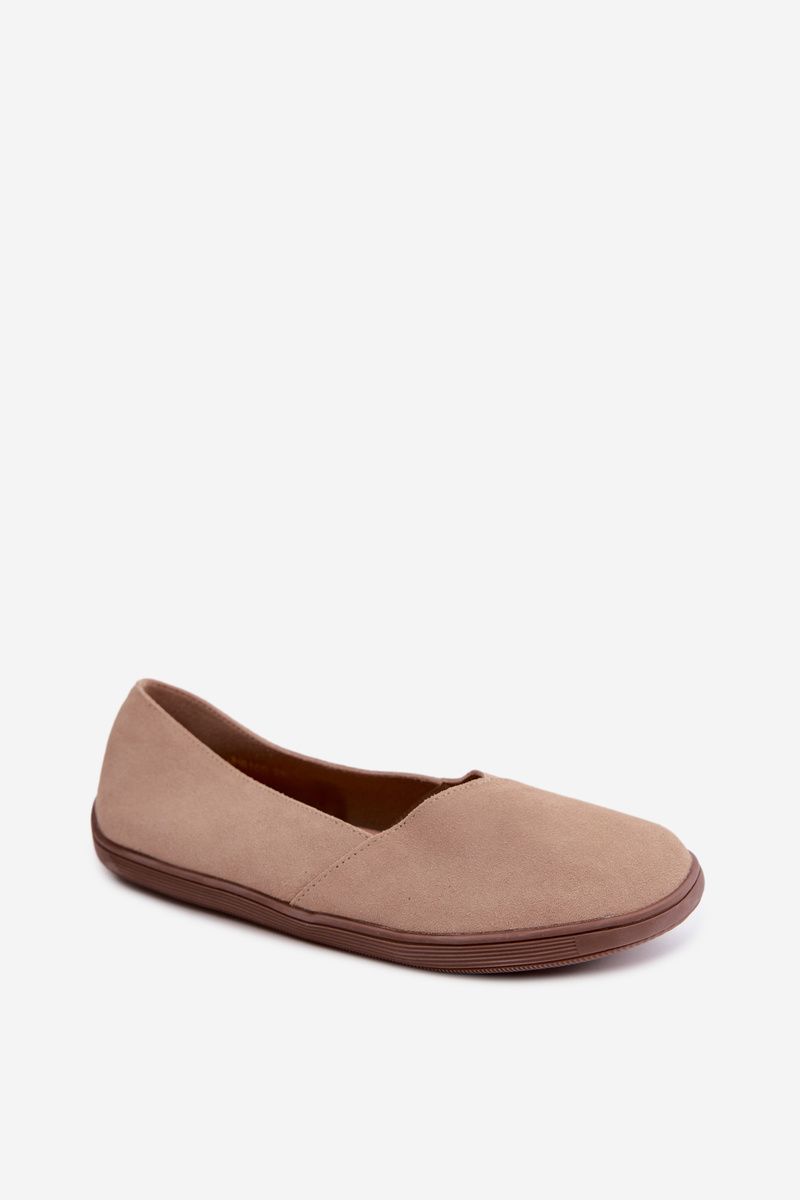 Barefoot balerina cipő természetes bézs velúrból