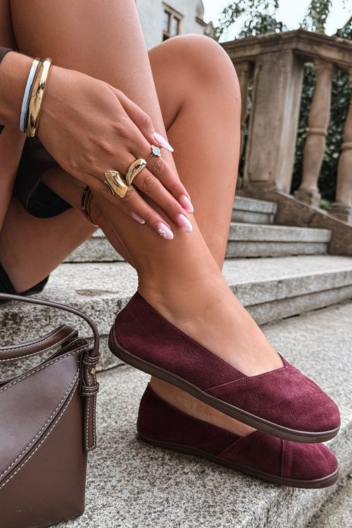 Barefoot balerina cipő természetes velúrbőrből bordó