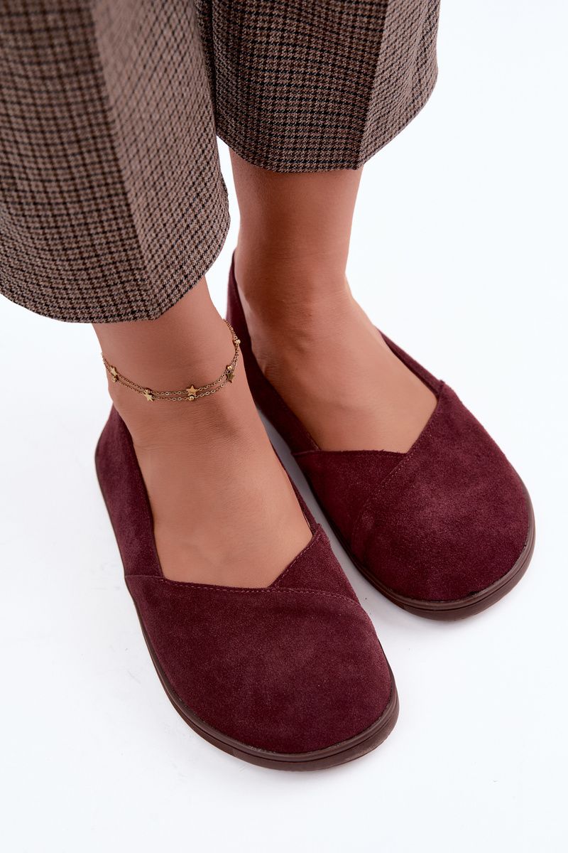 Barefoot balerina cipő természetes velúrbőrből bordó