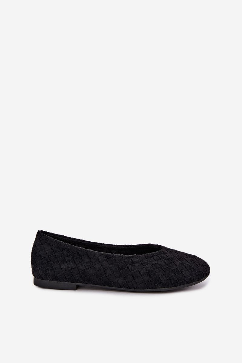 Fonott lapos balerina fekete