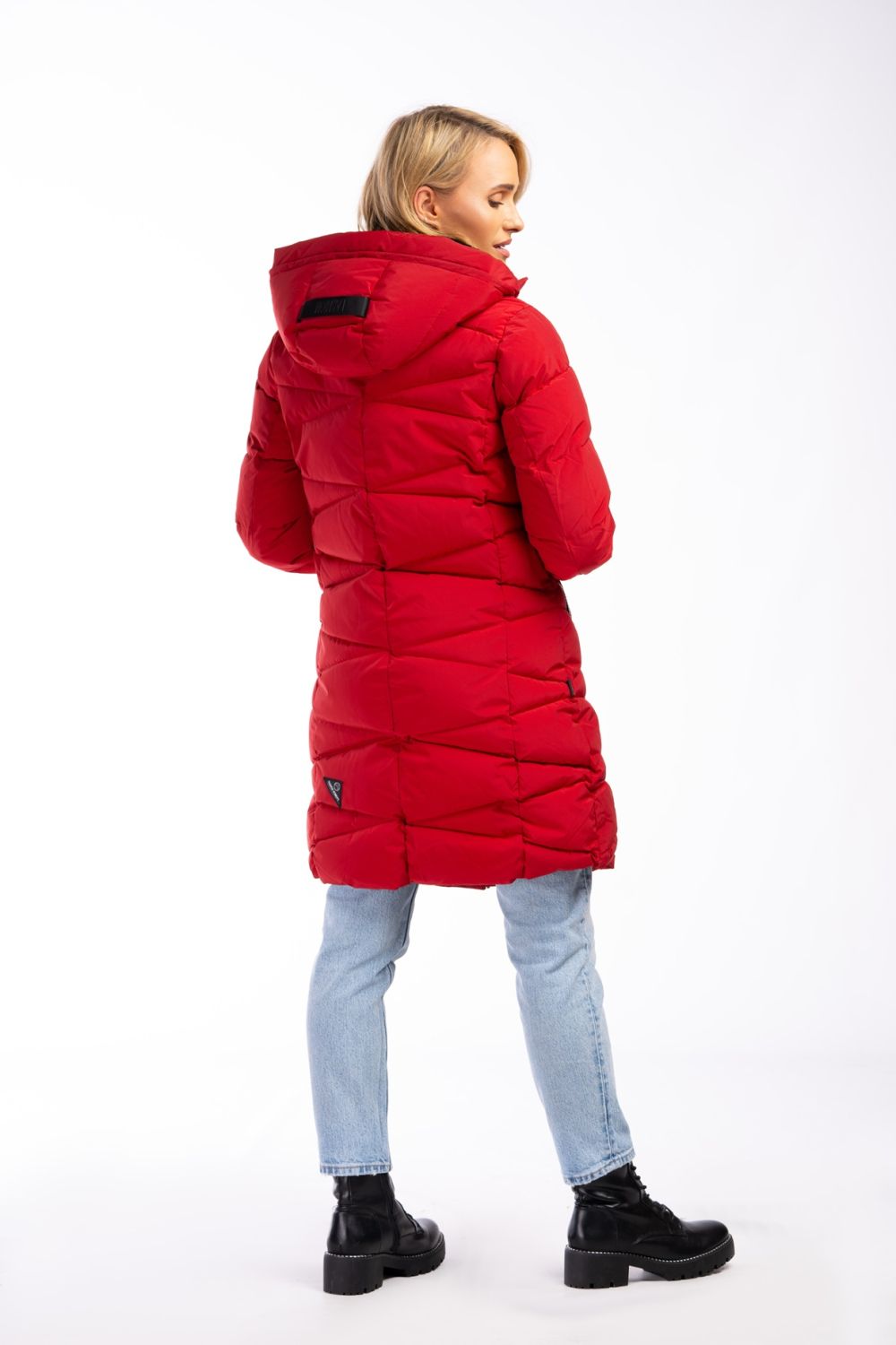 Extra meleg téli kabát plüssel - borvörös/fekete színű