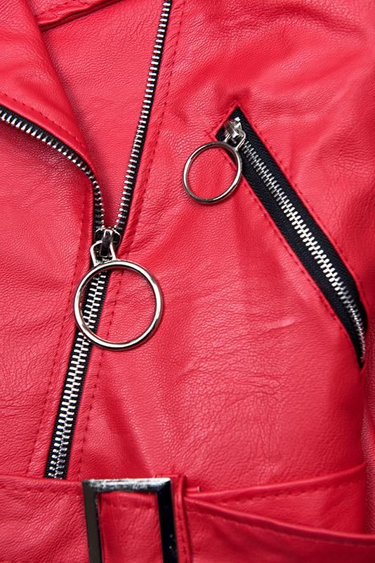 Piros színű rövid műbőr dzseki
