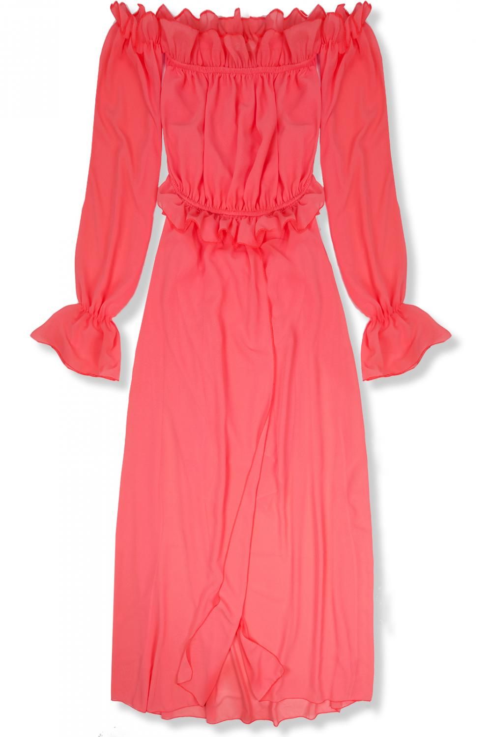 Korall színű hosszú nyári ruha