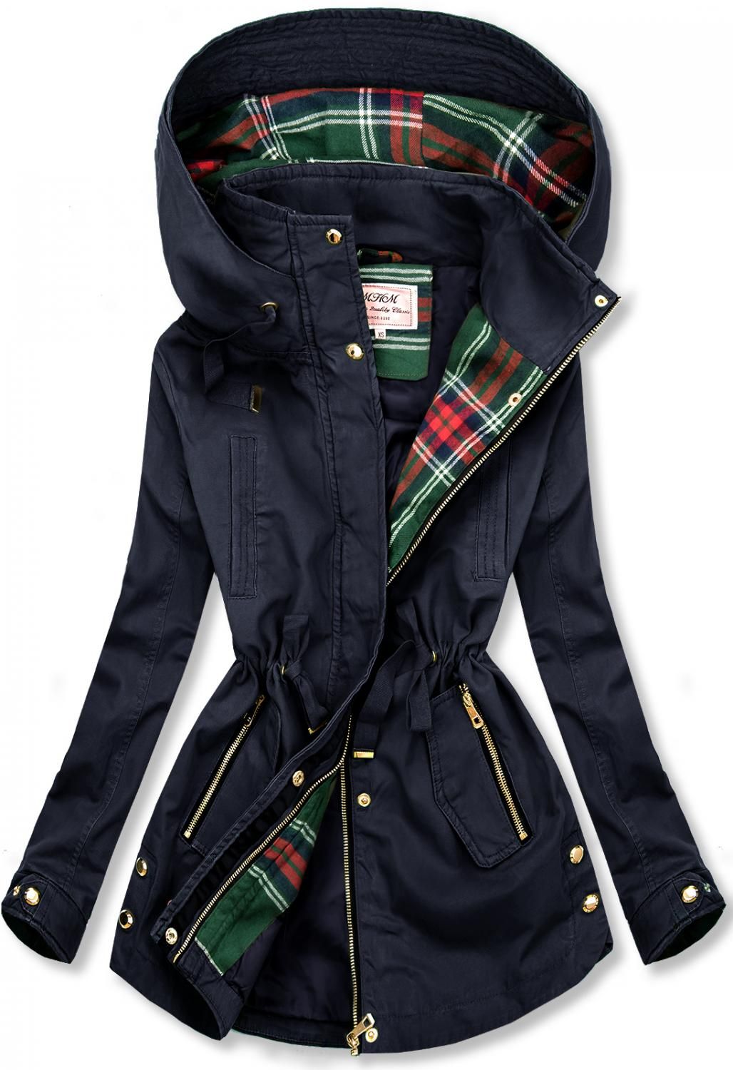 Sötétkék színű átmeneti parka kabát