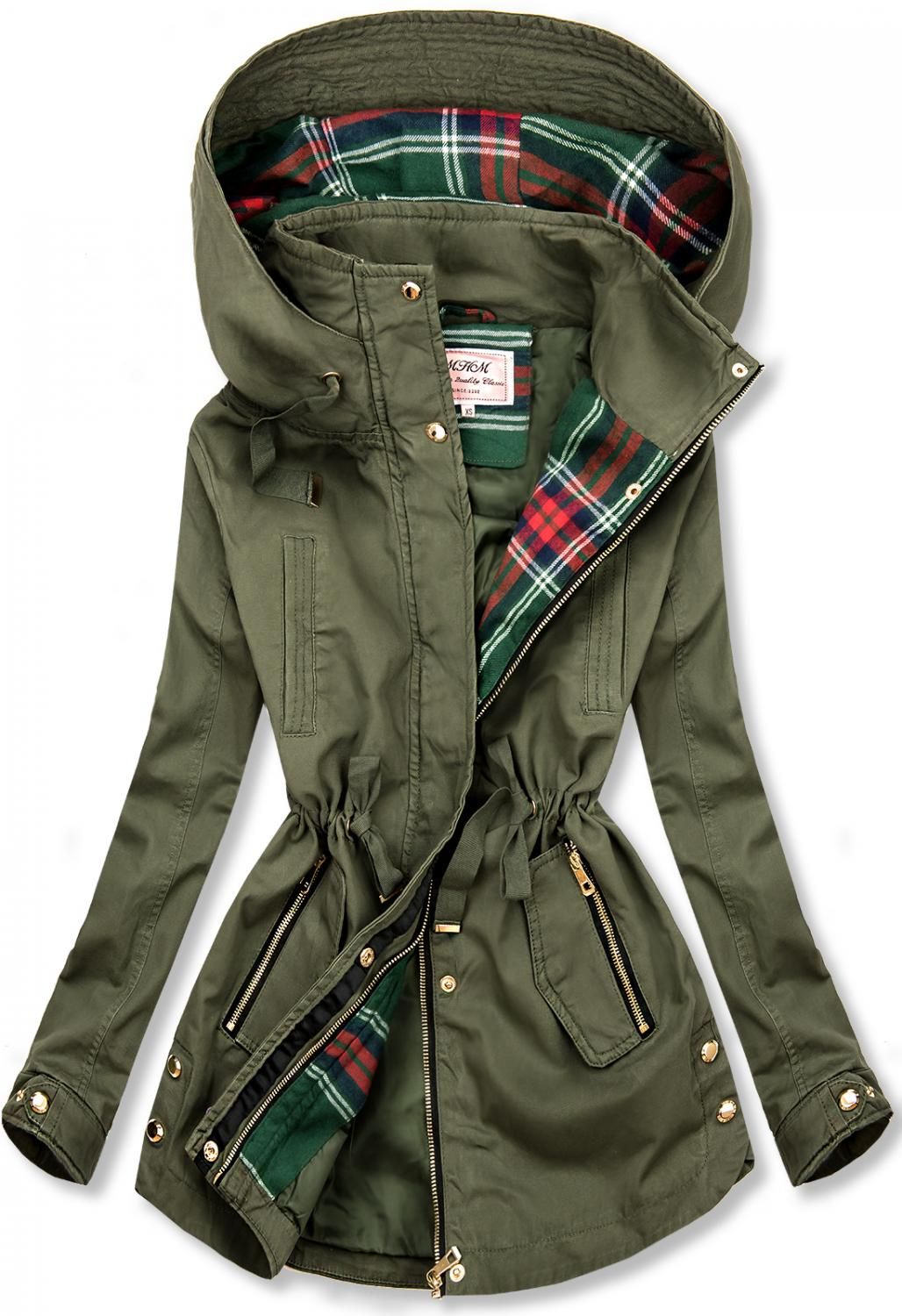 Khaki színű átmeneti parka kabát