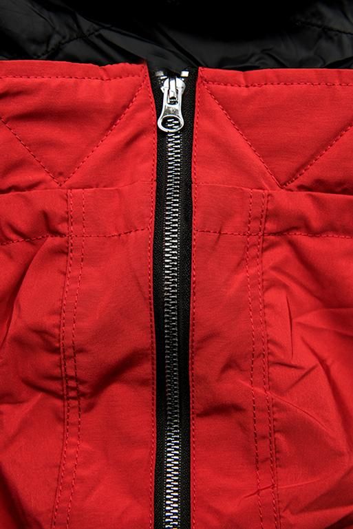 Kifordítható tavaszi parka - fekete és piros színű