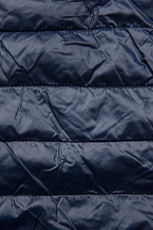 Sötétkék színű tavaszi steppelt dzseki kapucnival