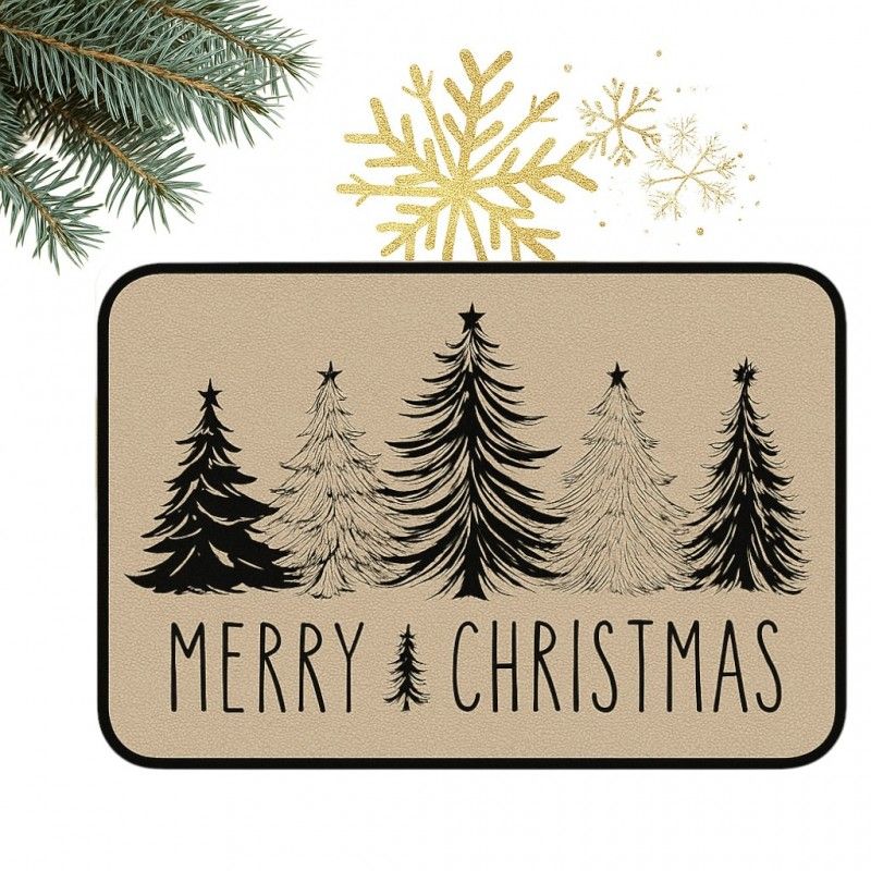 Karácsonyi mintás lábtörlő, bézs, 60×90 cm