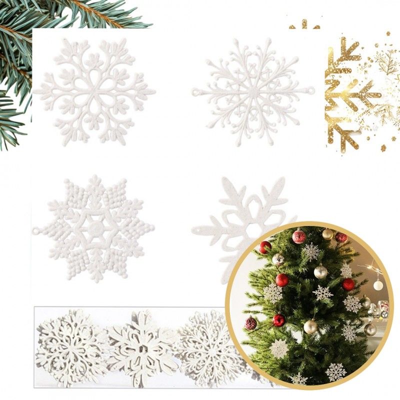 Karácsonyfadíszek – fehér csillagok, 10 cm, 40 darab