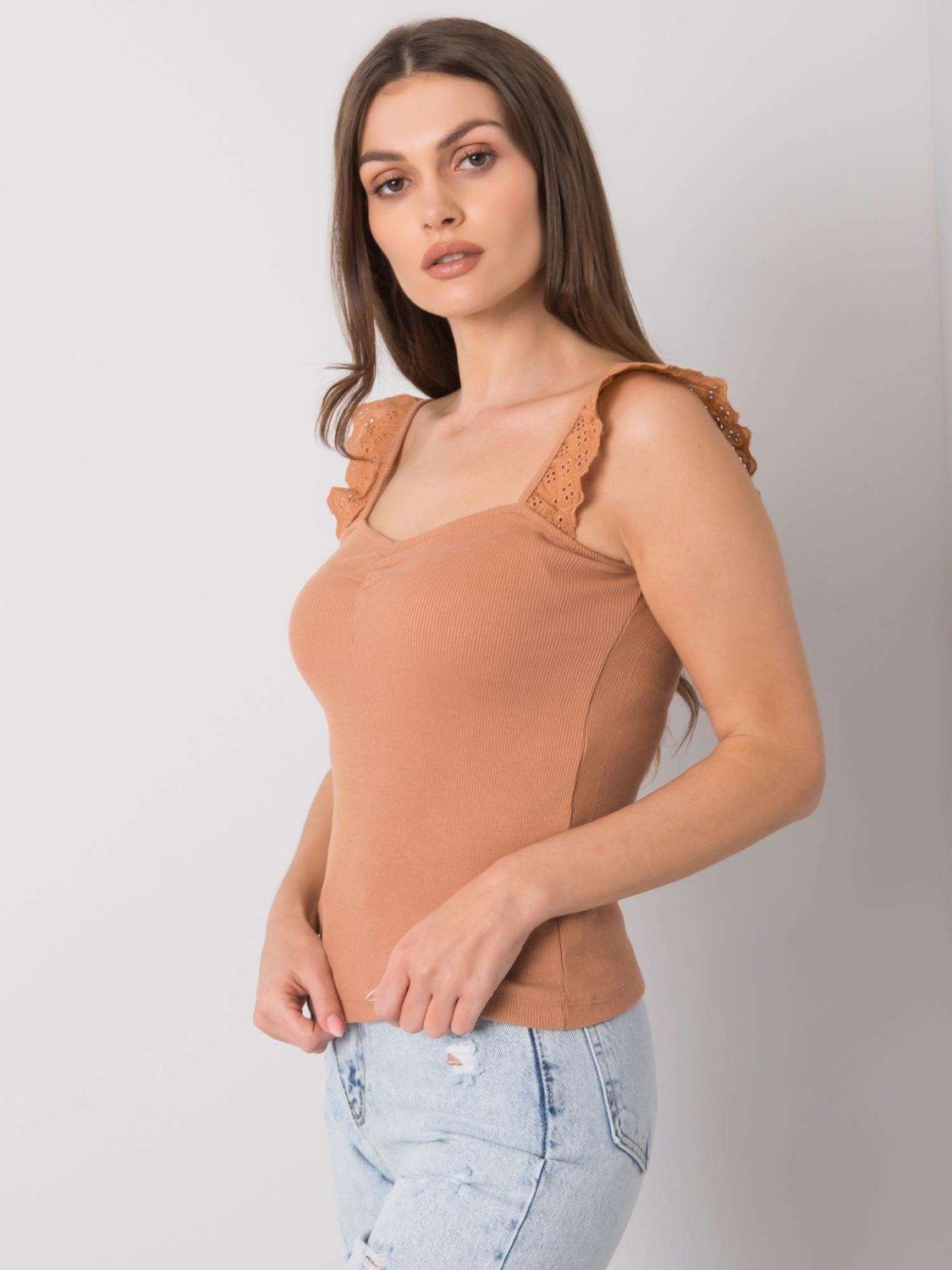 Barna pamut ribbed top