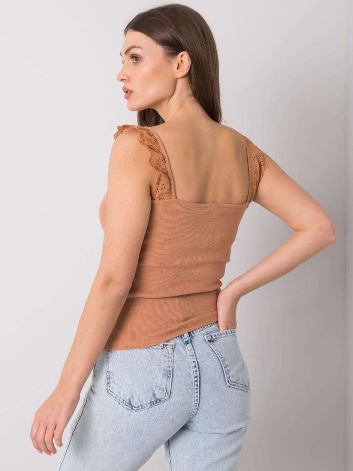 Barna pamut ribbed top