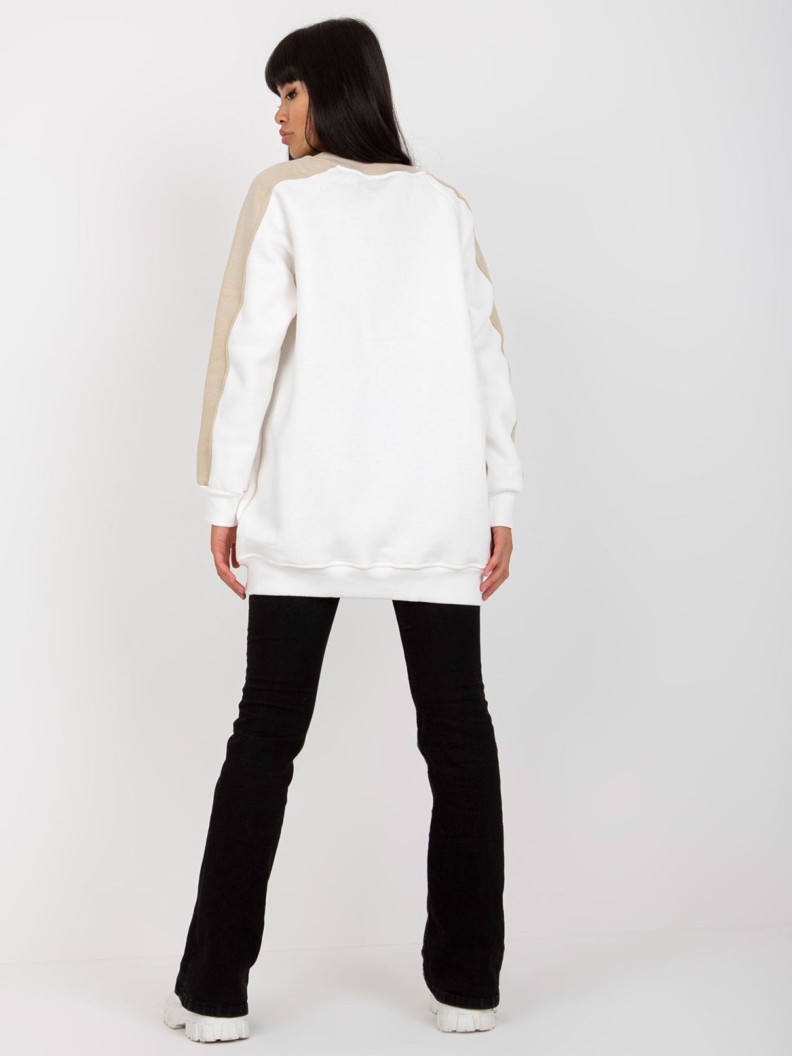 Bézs-fehér oversize pulóver RUE PARIS