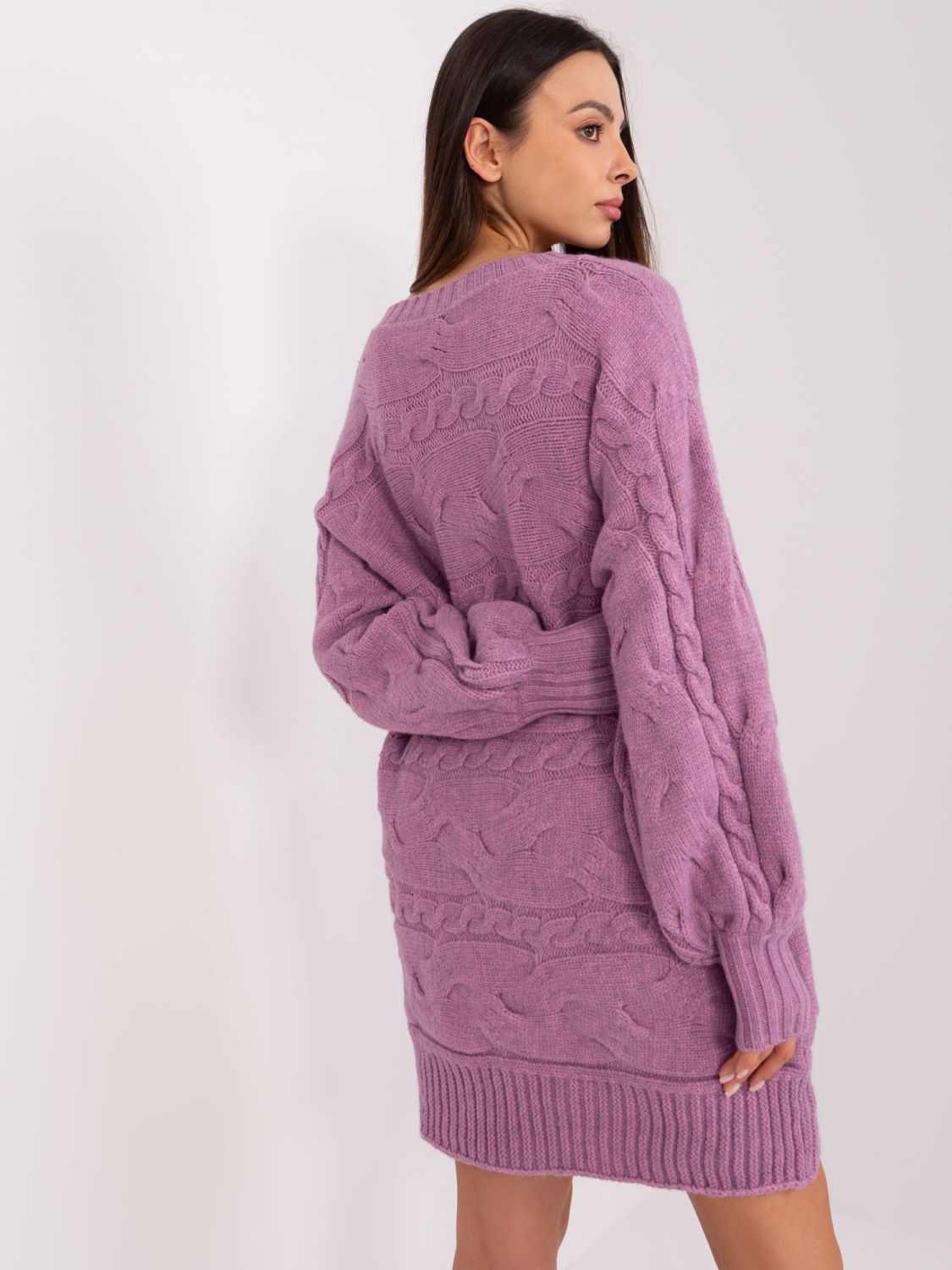 Lila színű oversize kötött ruha/pulóver