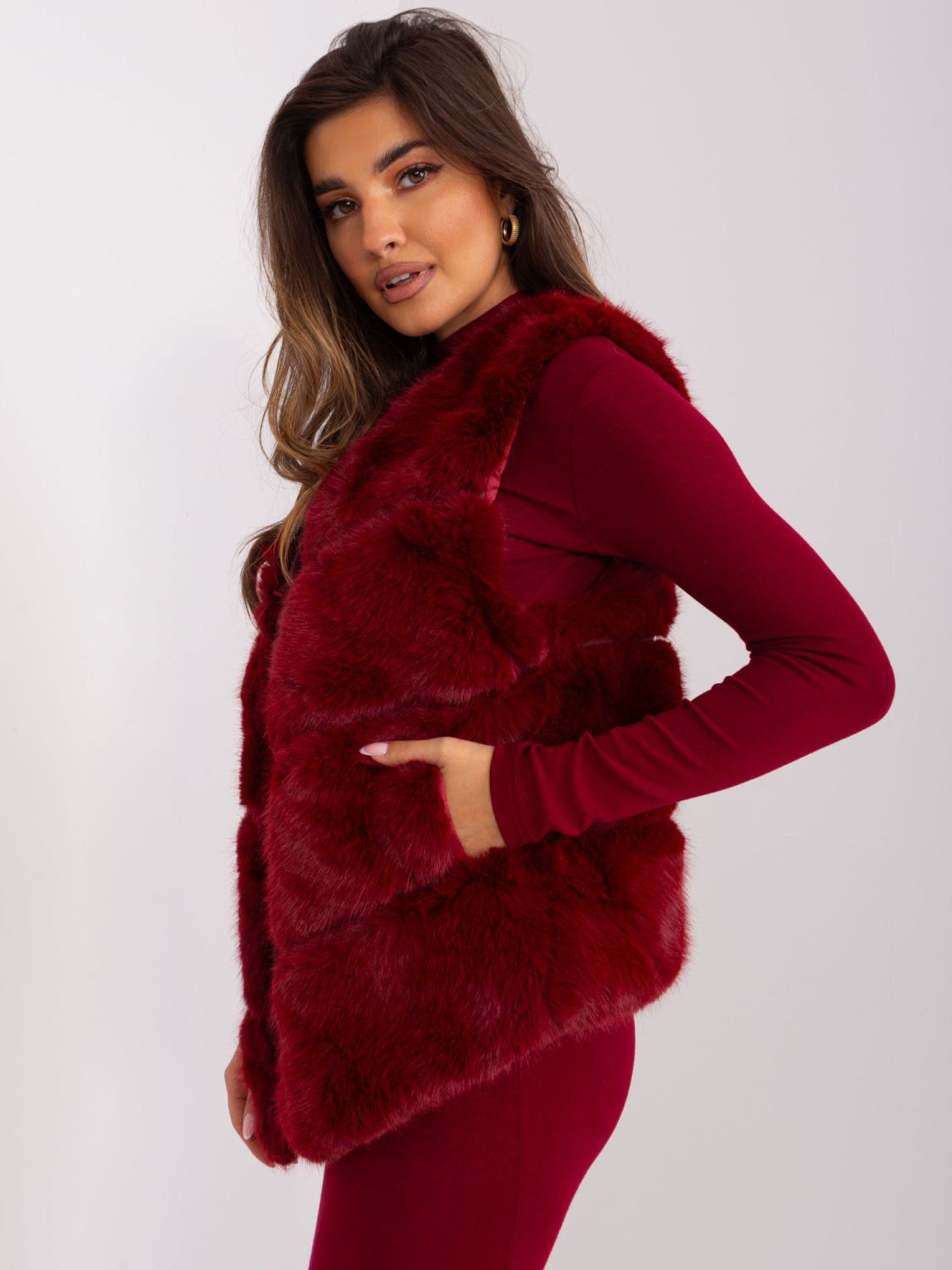 Bordó aszimmetrikus női mellény