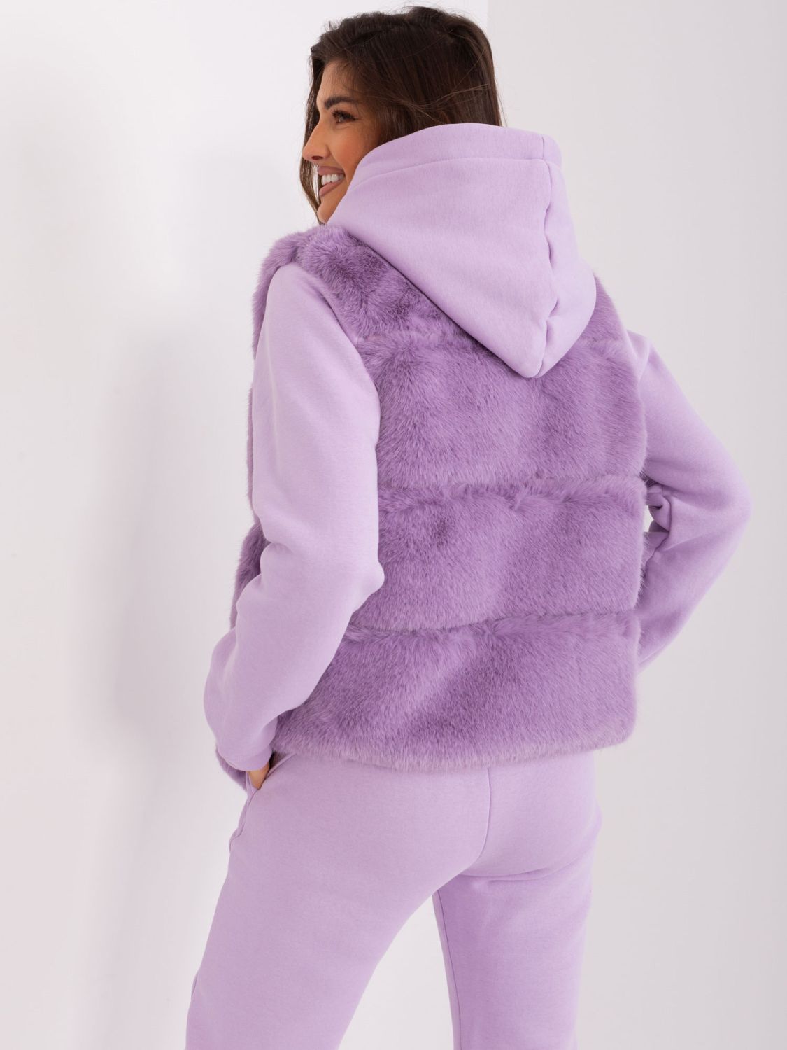 Világoslila női műszőrme mellény