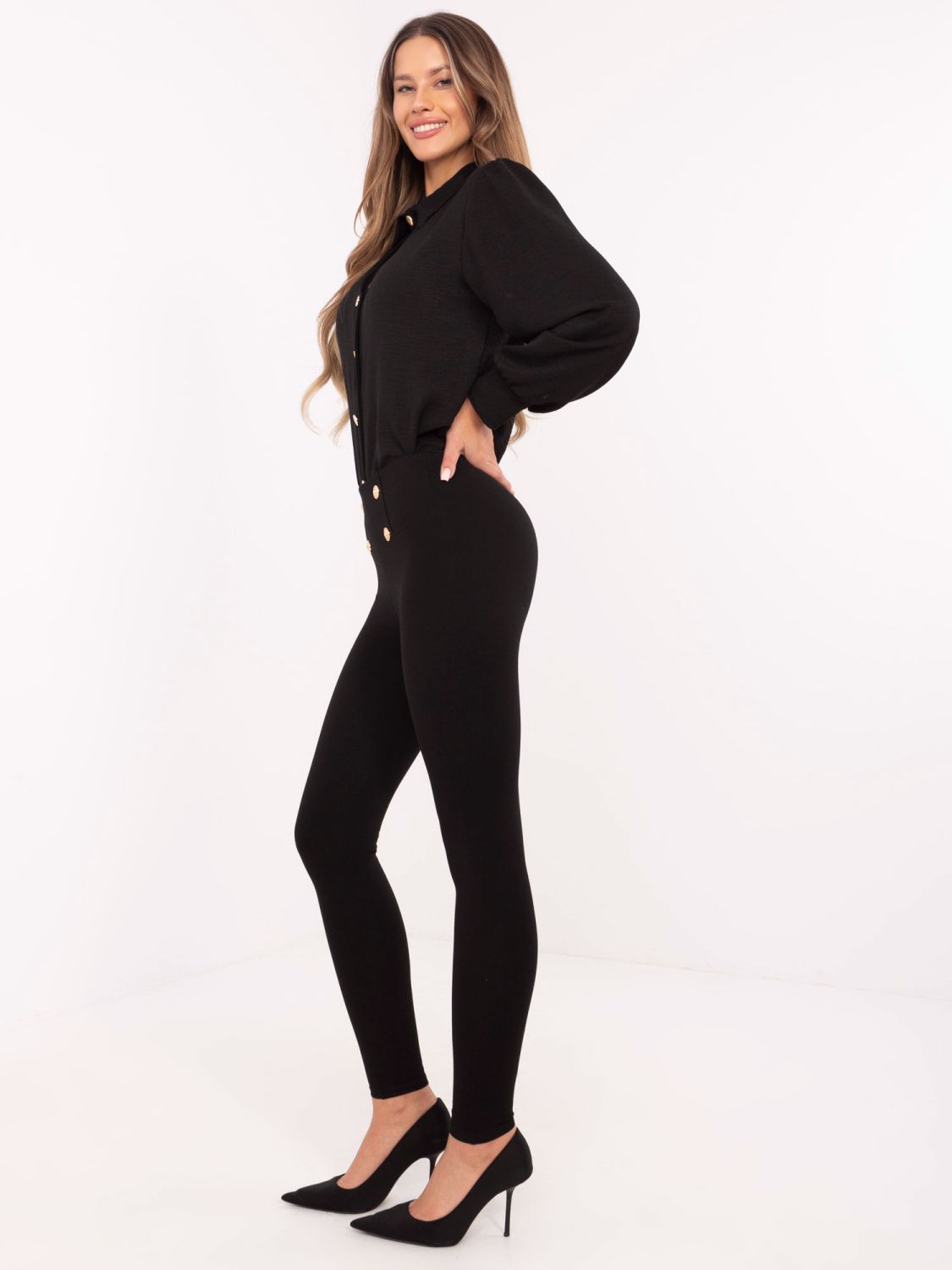 Elegáns fekete színű leggings