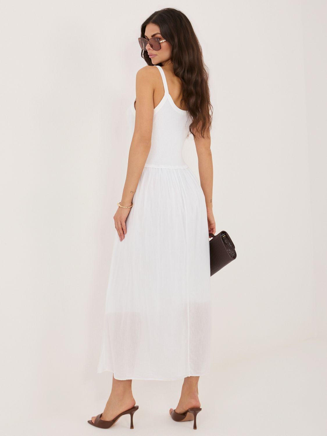 Fehér színű maxi ruha béléssel