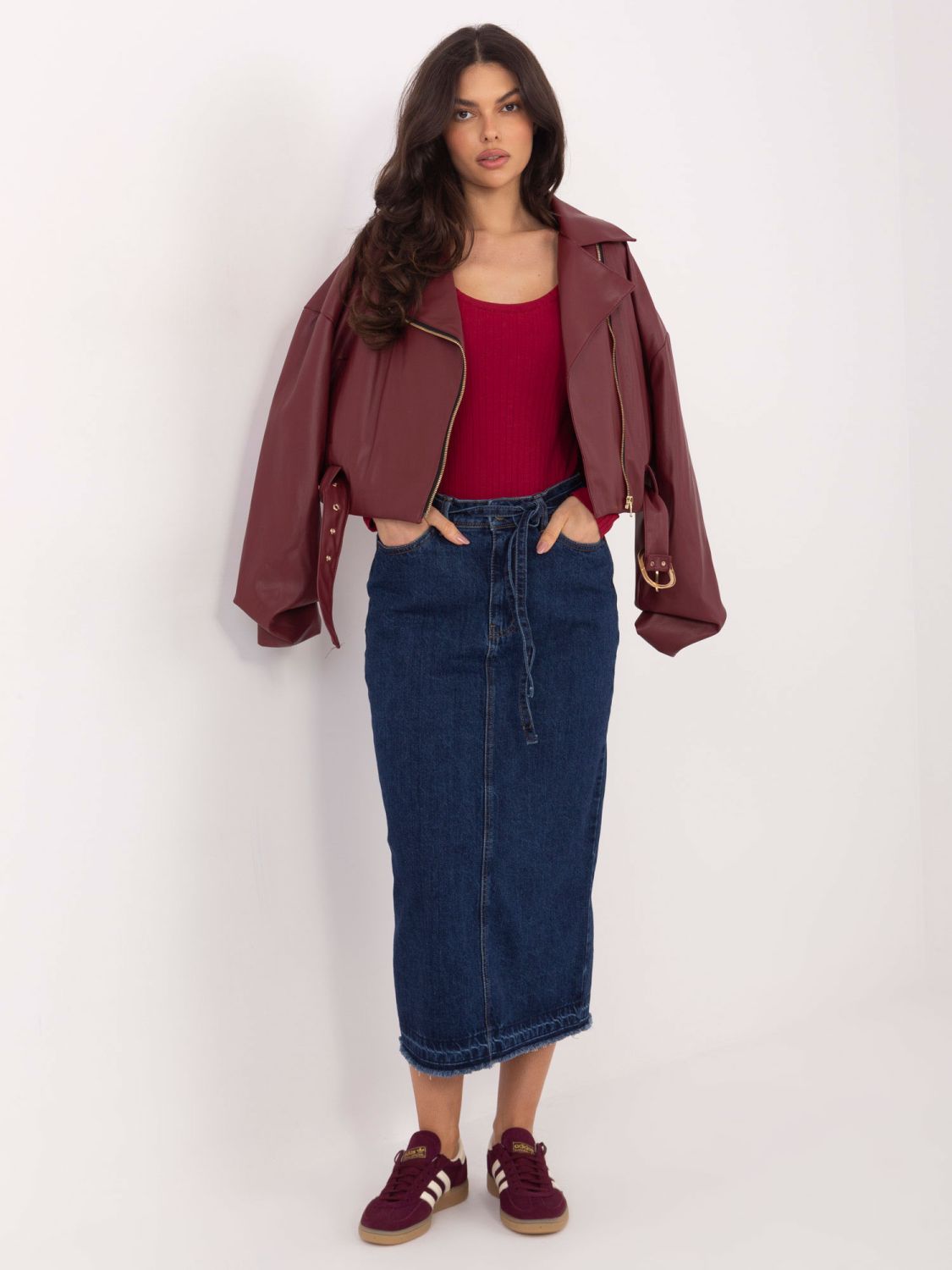 Bordó bordázott hosszú ujjú body