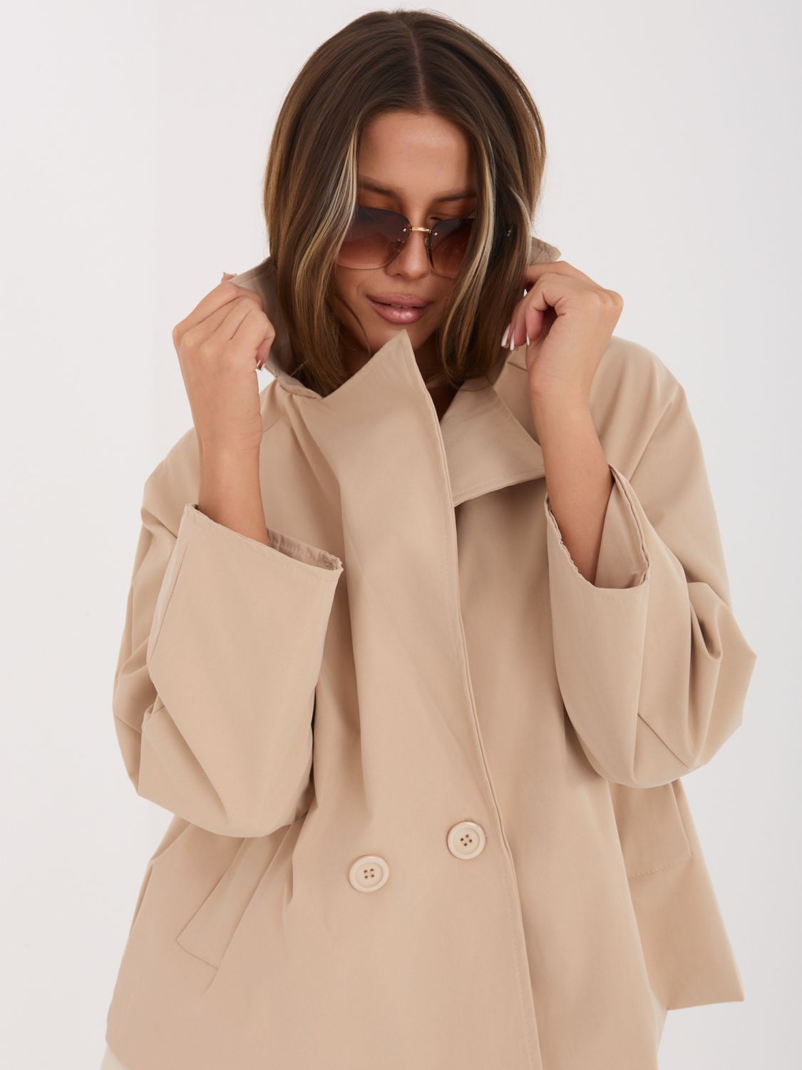 Rövid átmeneti kabát - teveszínű