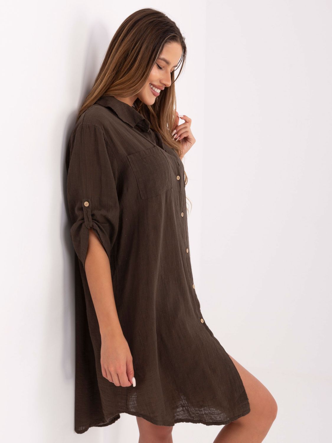 Oversize ruha 3/4-es ujjakkal barna színben