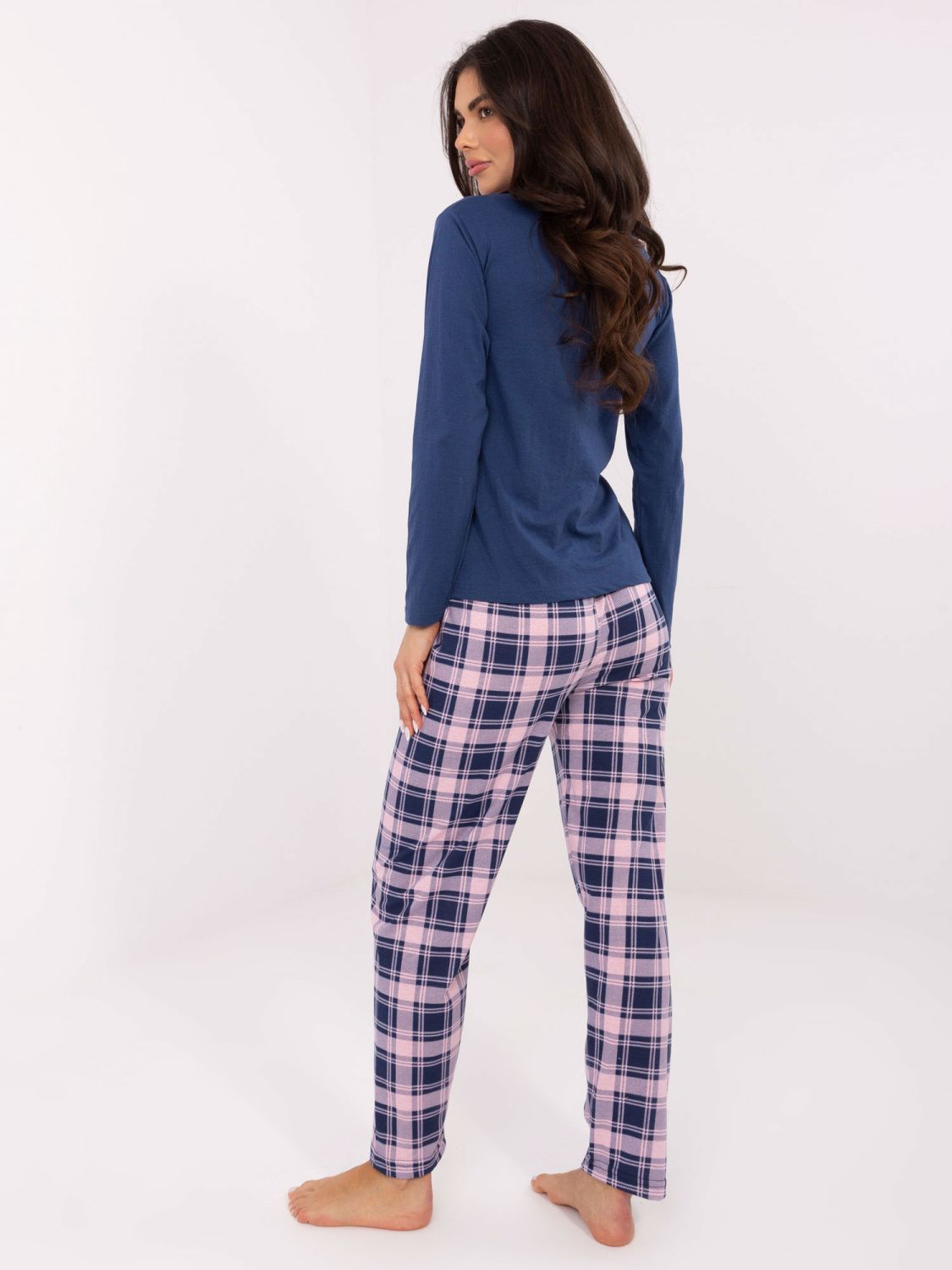 Női hosszú ujjú pizsama sötétkék színben