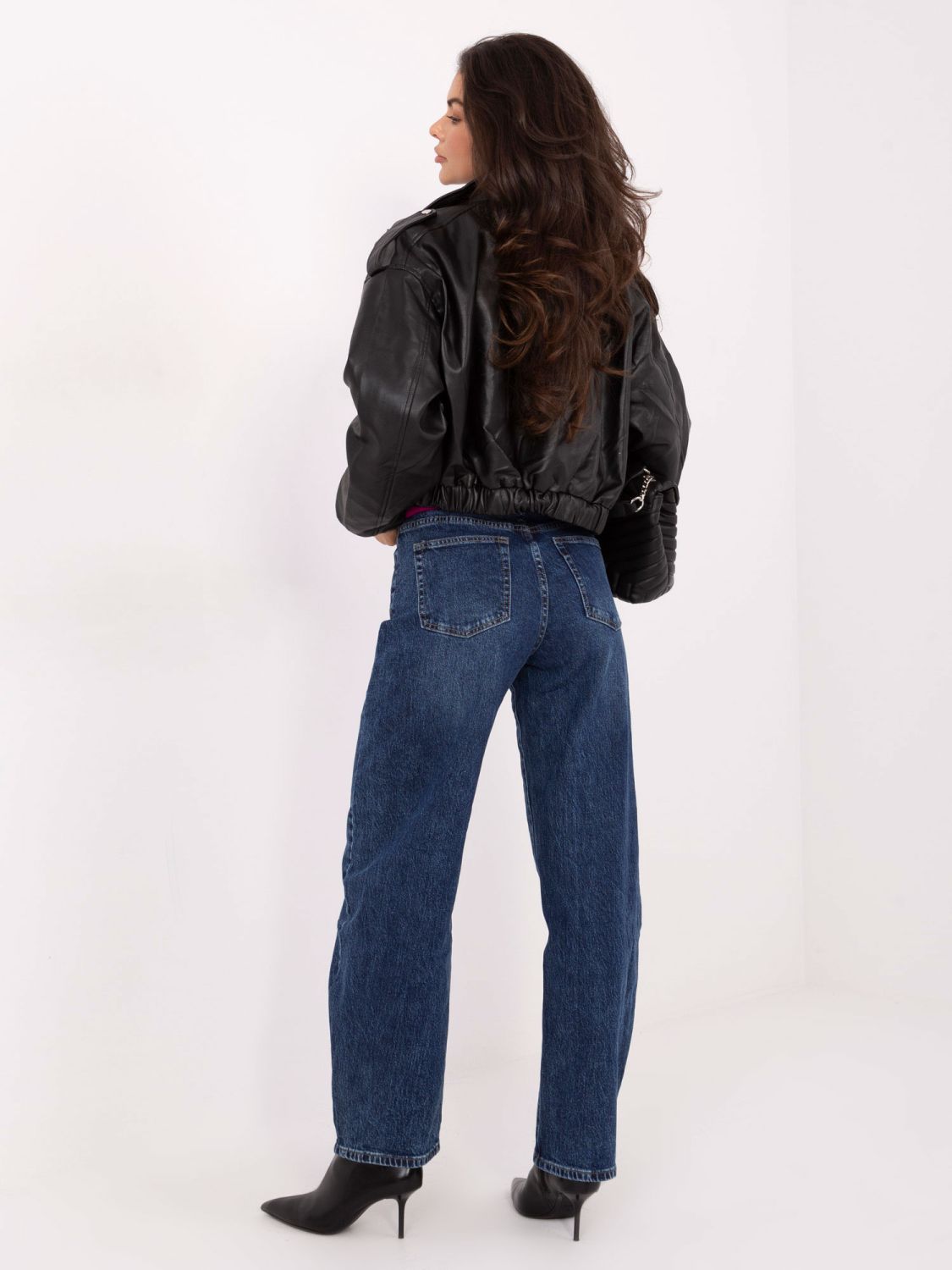 Női ballon fazonú, magas derekú farmernadrág -  sötétkék színű