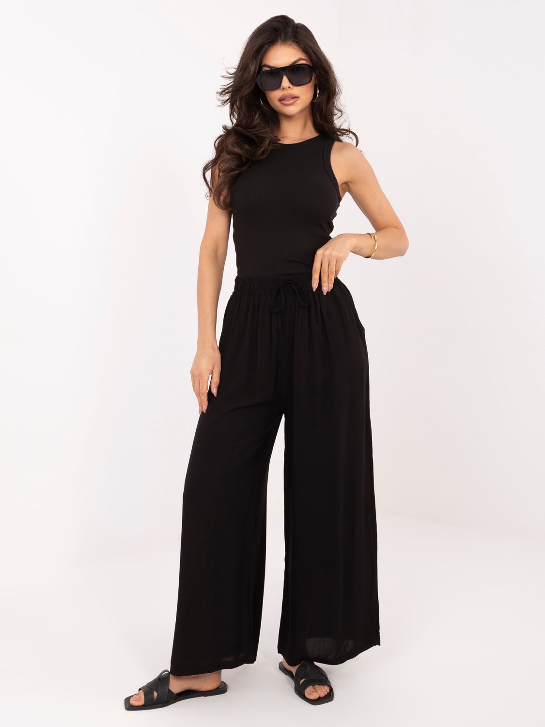 Fekete színű viszkóz palazzo nadrág