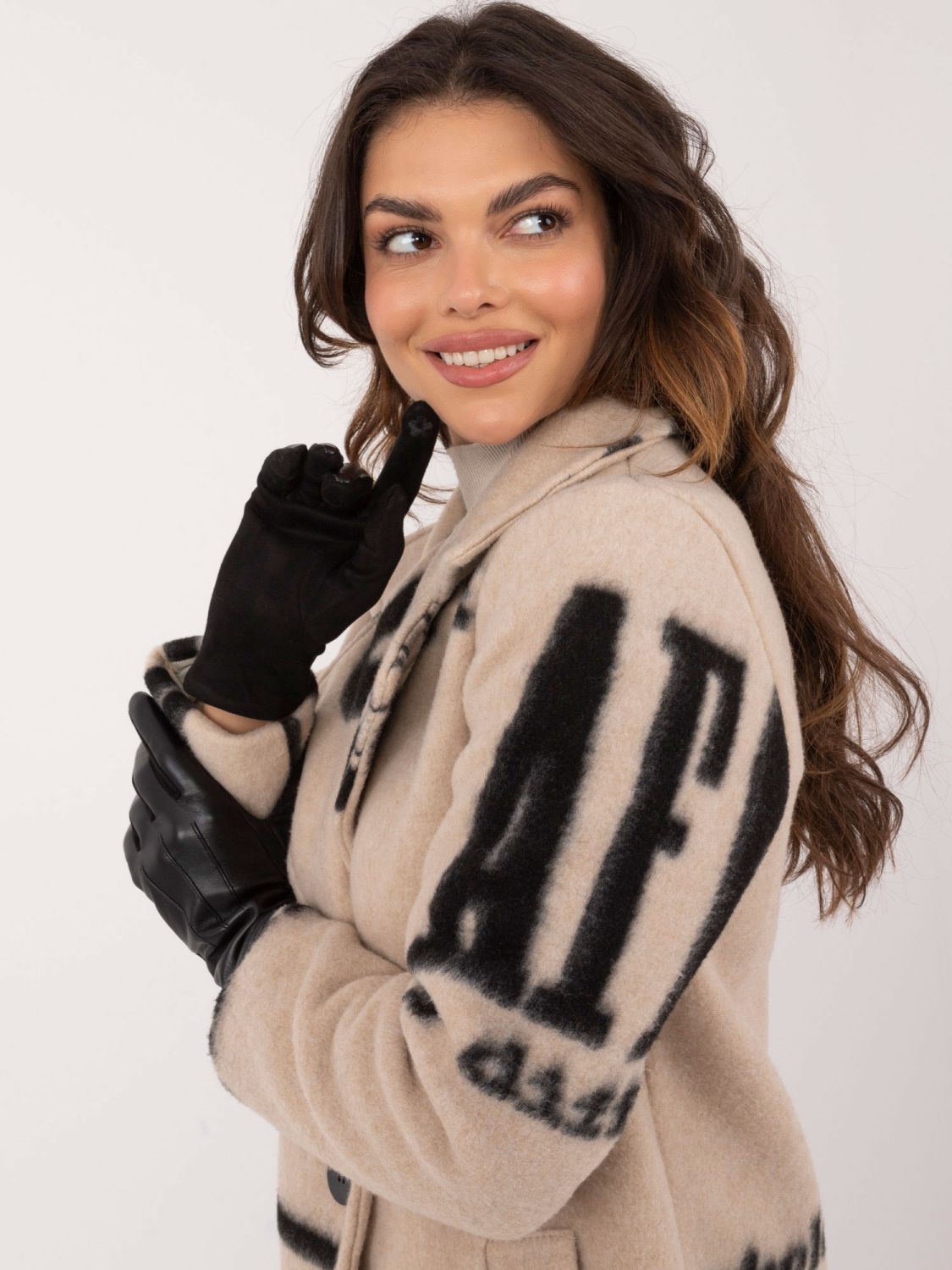 Női fekete színű bélelt kesztyű