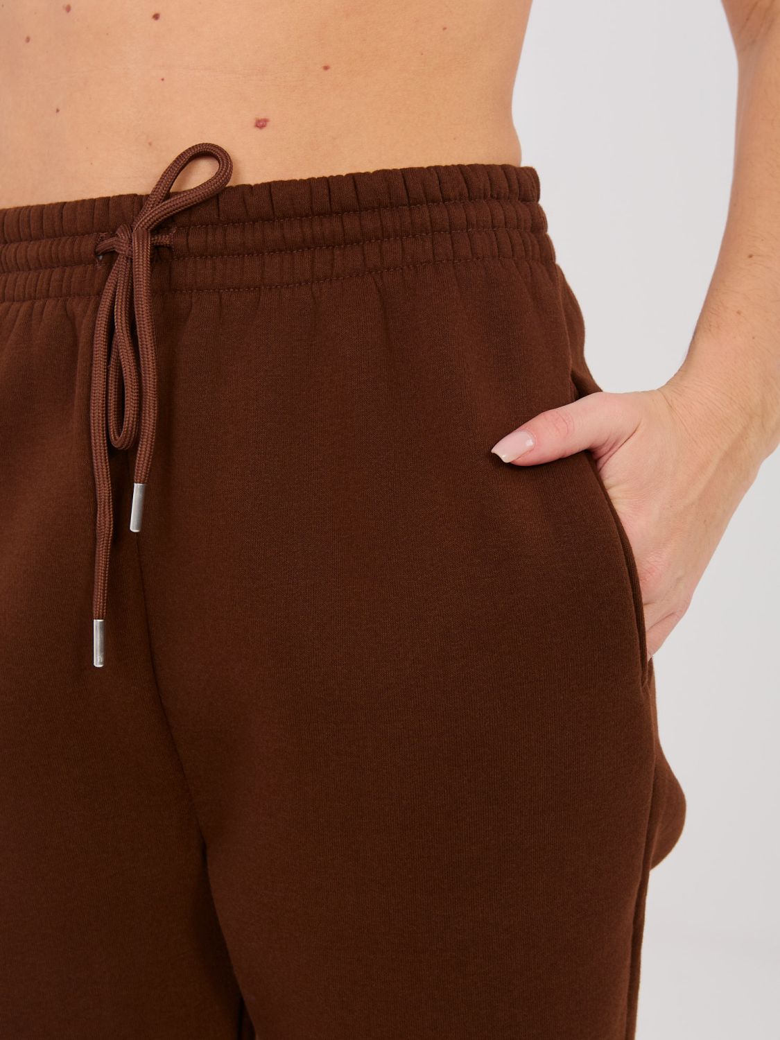 Női magas derekú melegítőnadrág, barna színű