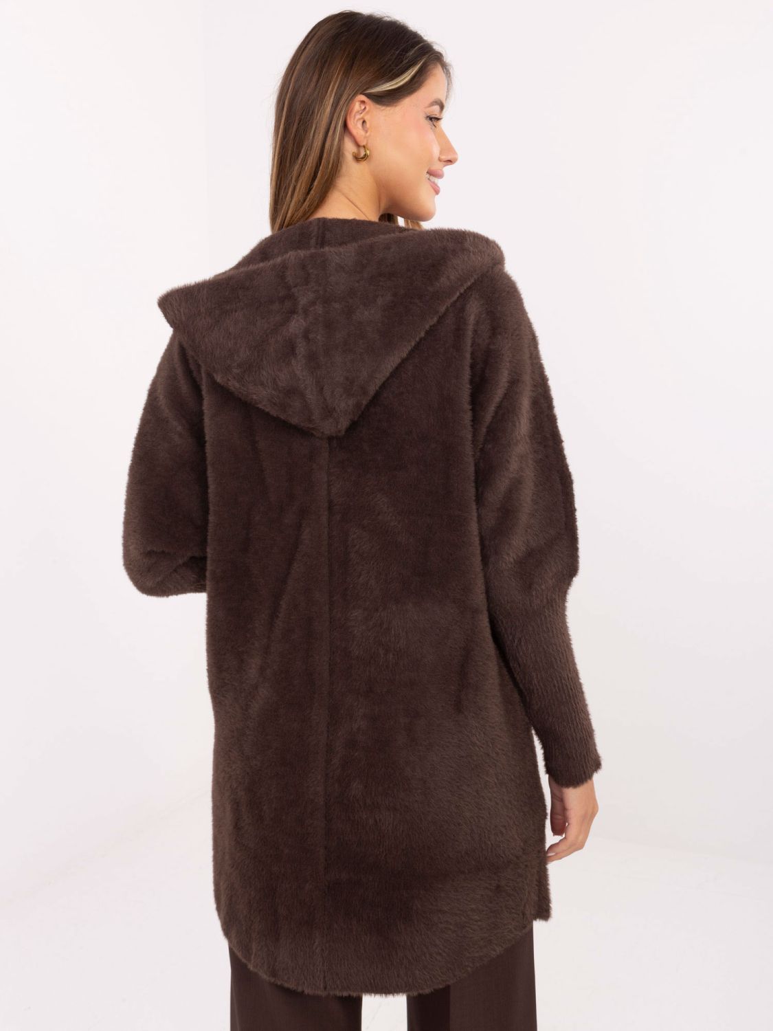 Női átmeneti kapucnis kabát barna színben