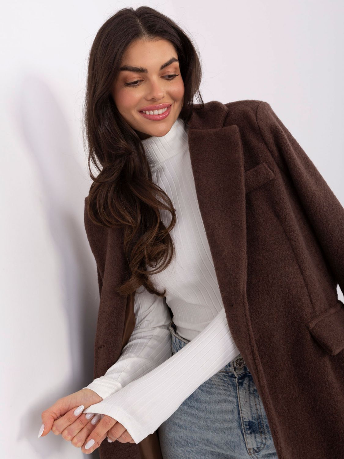 Csíkos pamut garbó blúz ecru színben