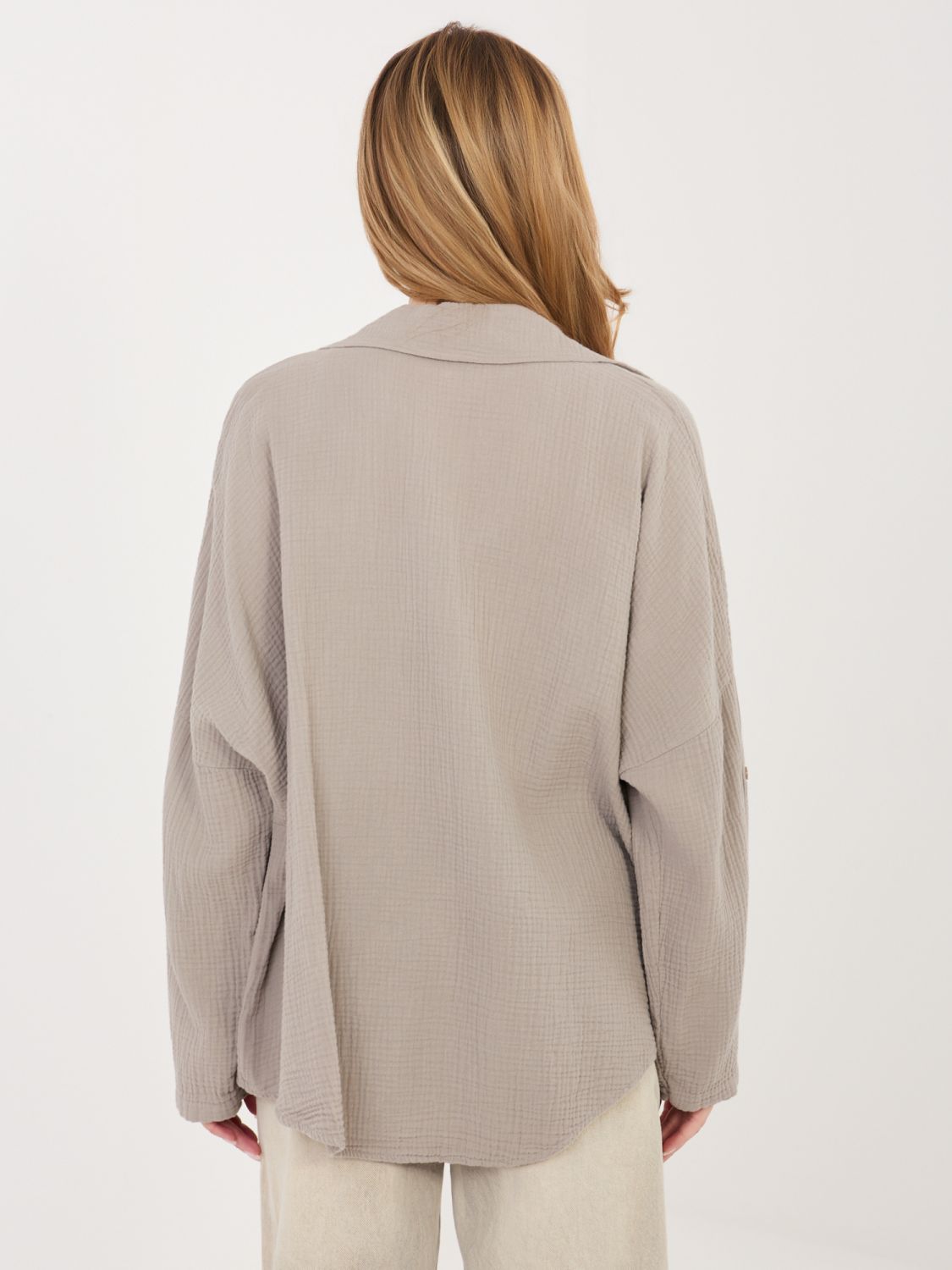 Bézs pamut ing gallérral