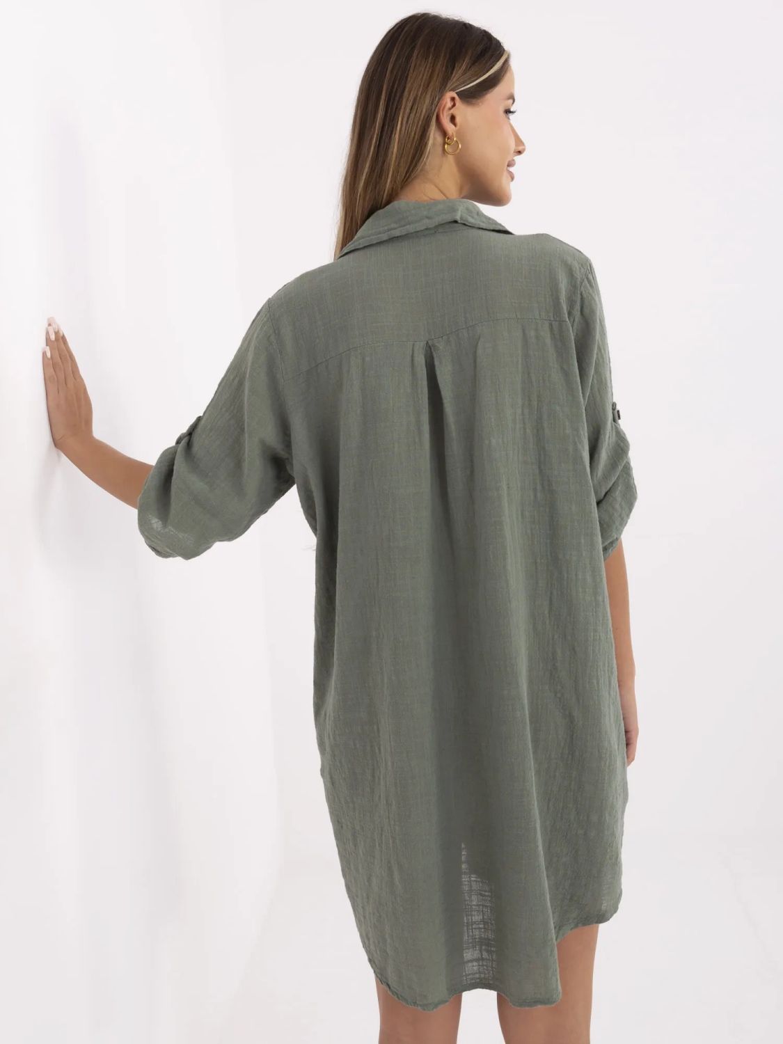 Oversize ruha 3/4-es ujjakkal khaki színben