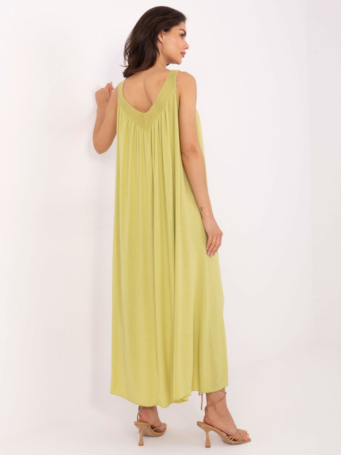 Oversize limezöld színű viszkóz maxi ruha