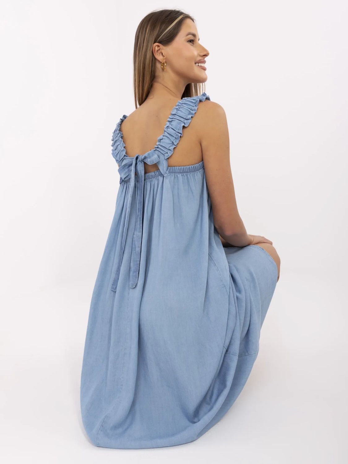 Oversize kék színű maxi ruha