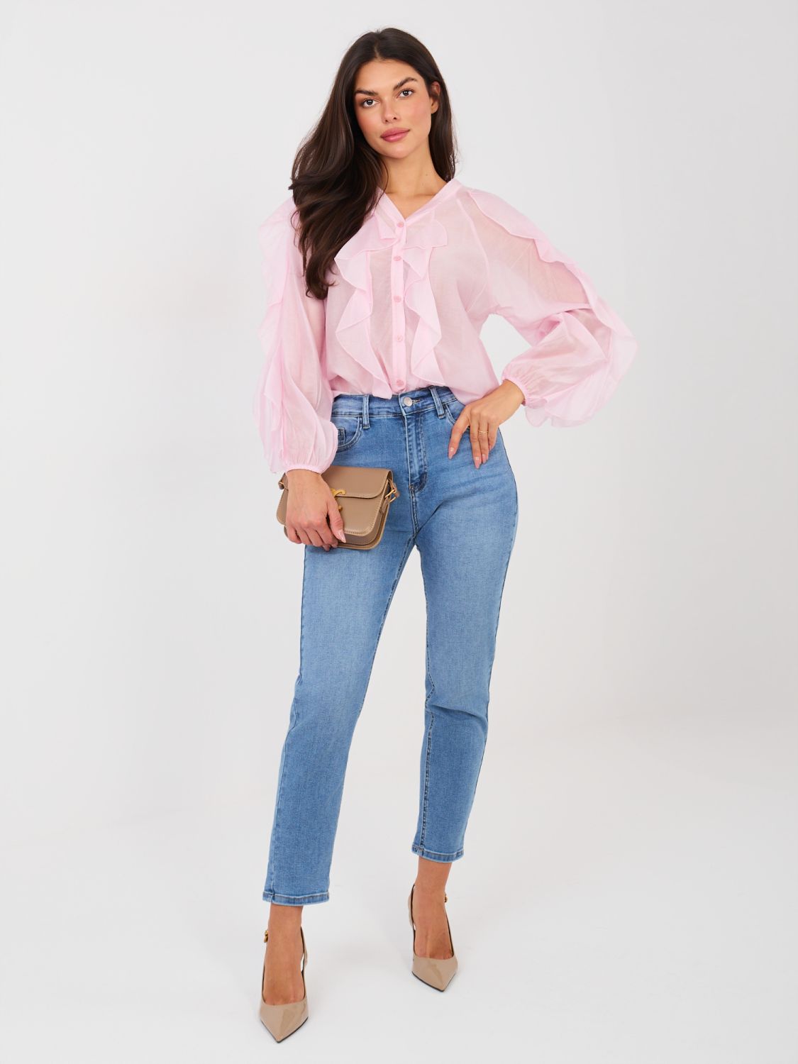 Női skinny farmer magas derékkal, kék