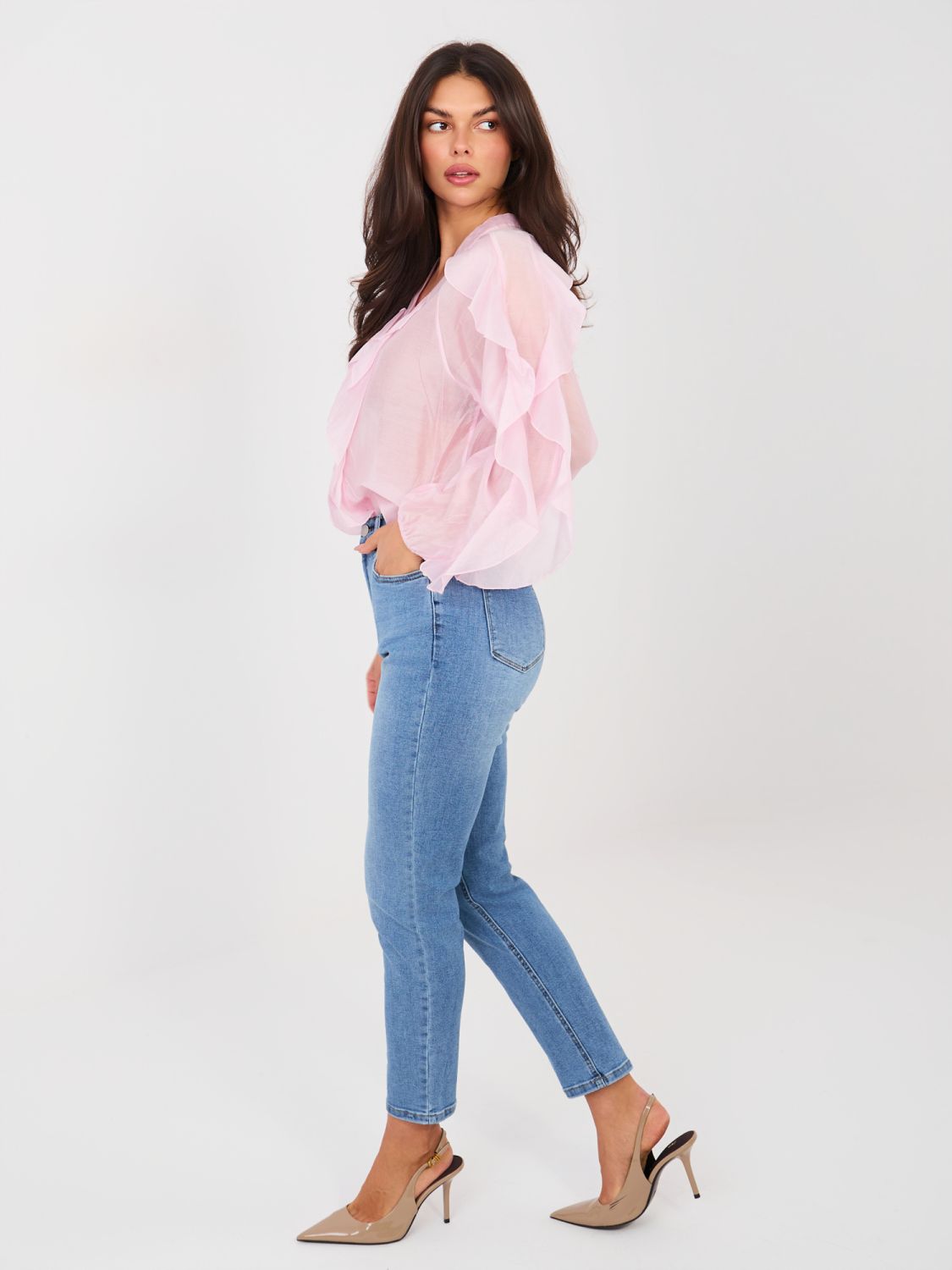 Női skinny farmer magas derékkal, kék