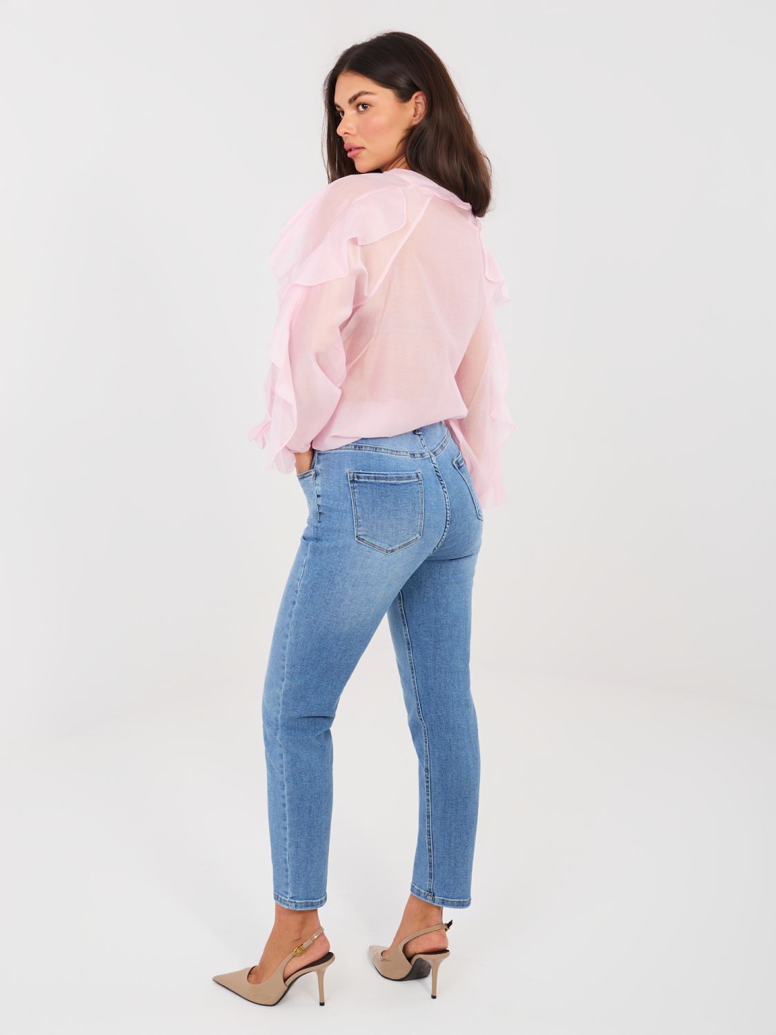 Női skinny farmer magas derékkal, kék