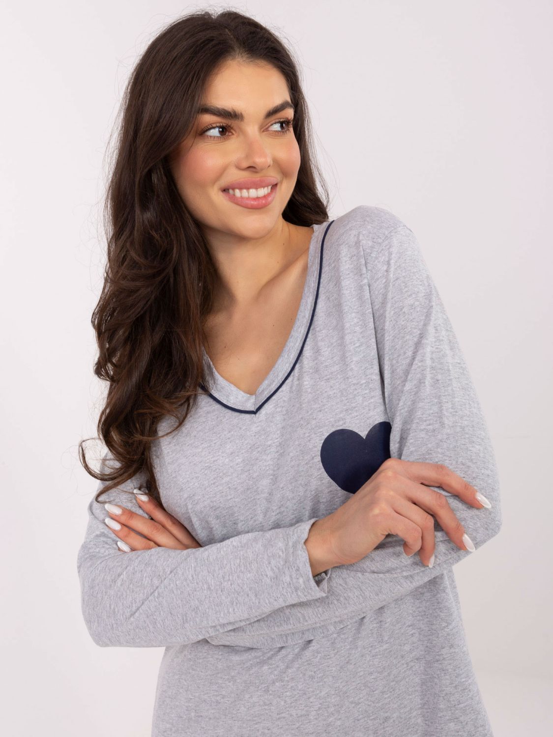 Női szürke hálóing nyomott mintával