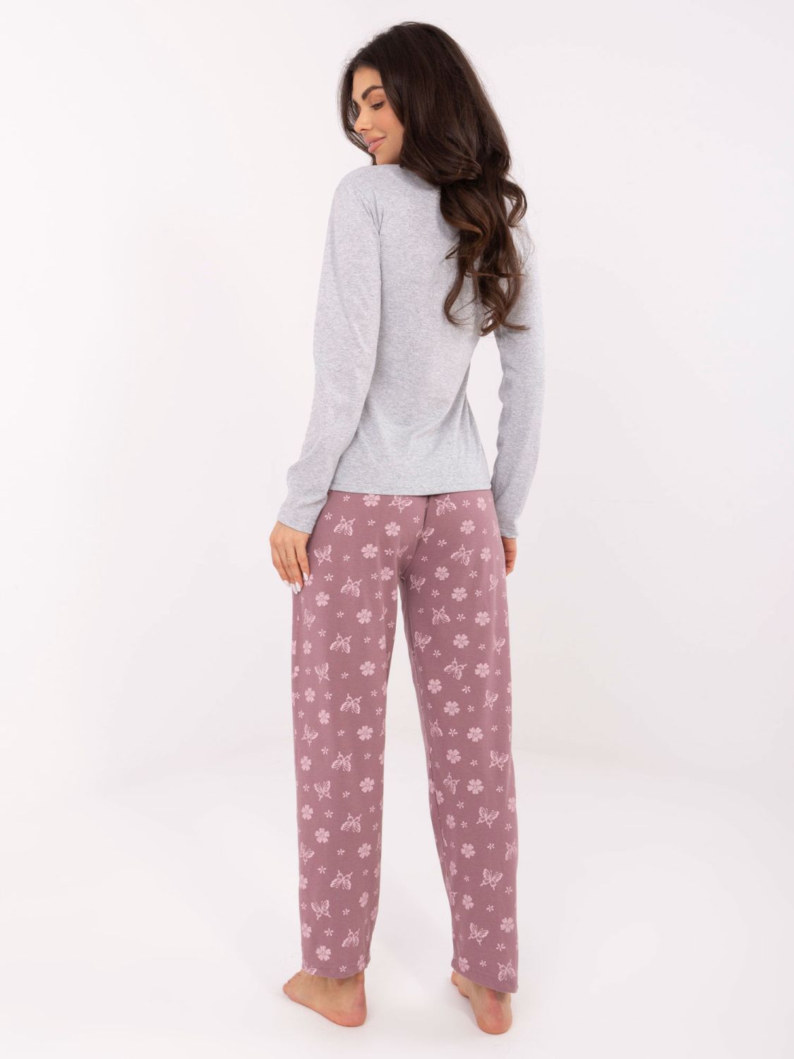 Női szürke pamut pizsama nyomott mintával