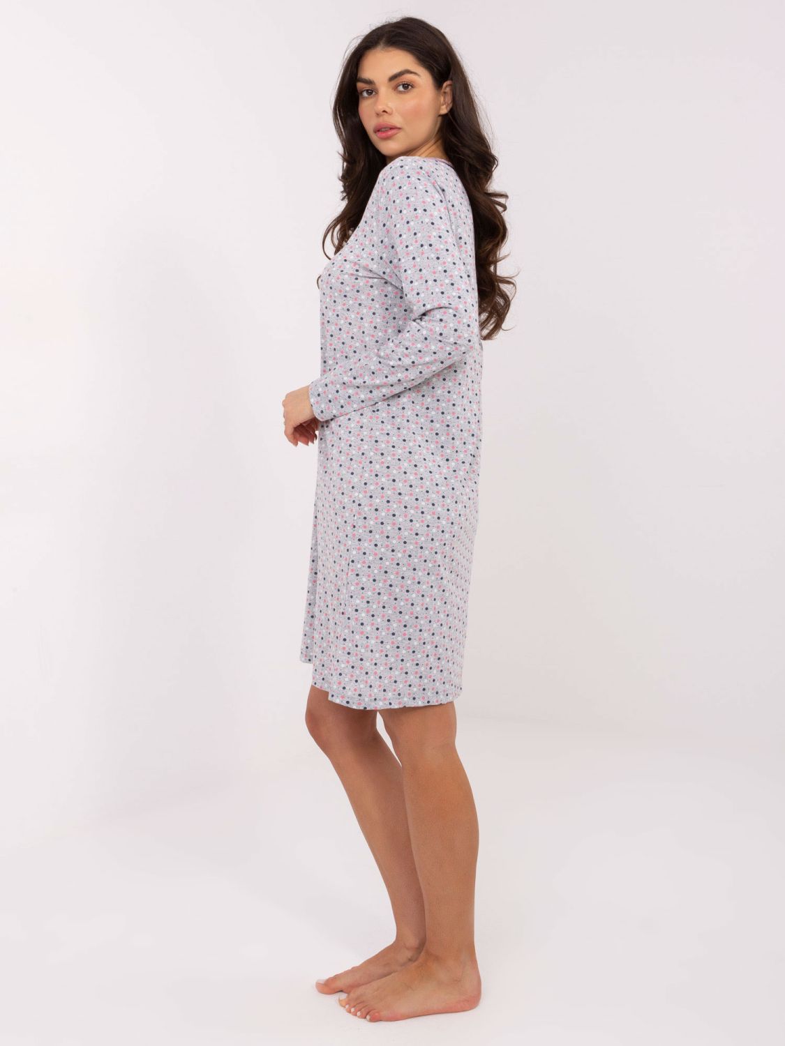 Női szürke hosszú ujjú masnis hálóing