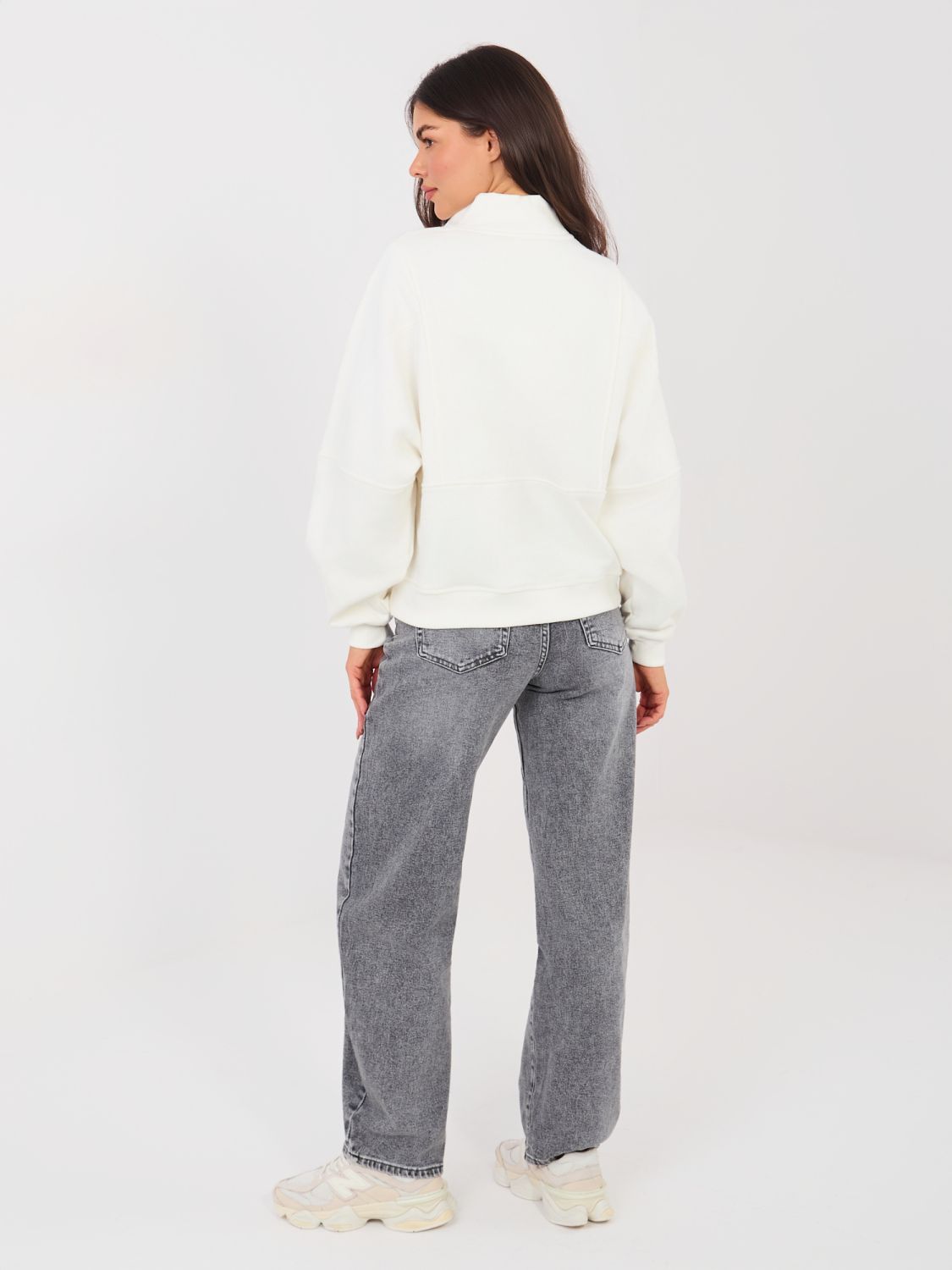 Szürke balloon fit magas derekú farmernadrág