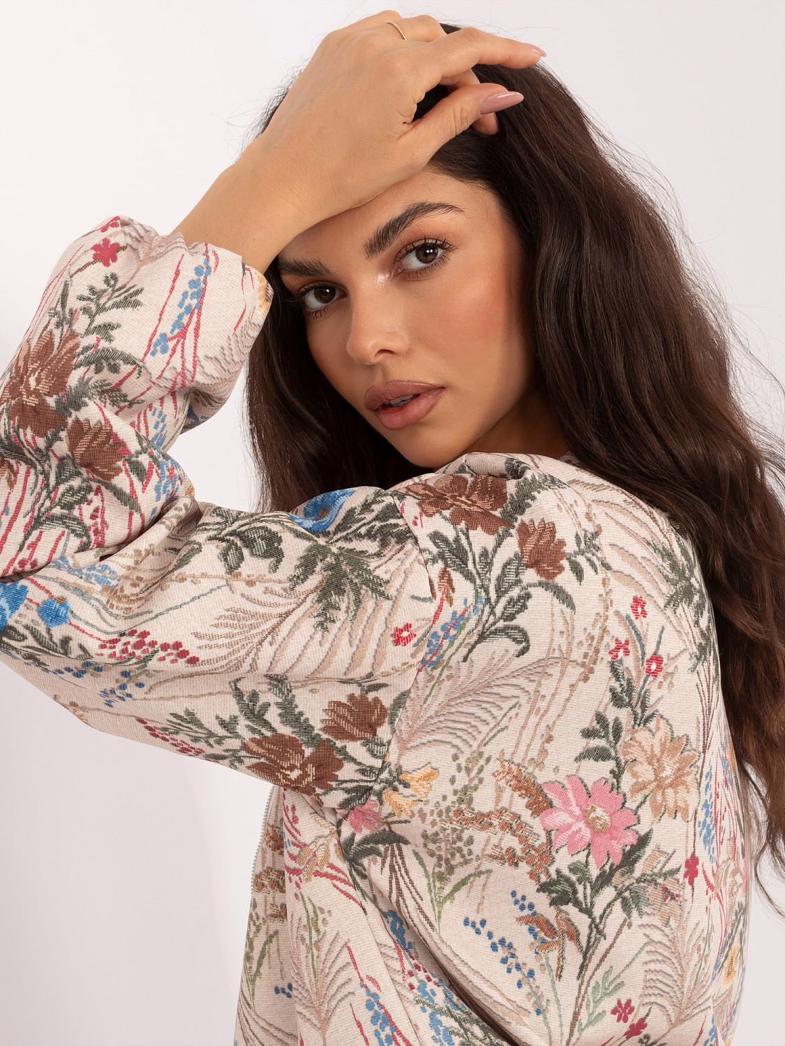 Zöld színű virágmintás bomberdzseki