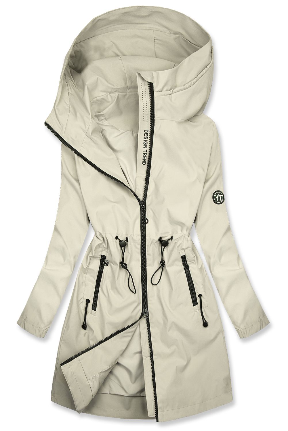 Krémszínű tavaszi parka állítható derékkal