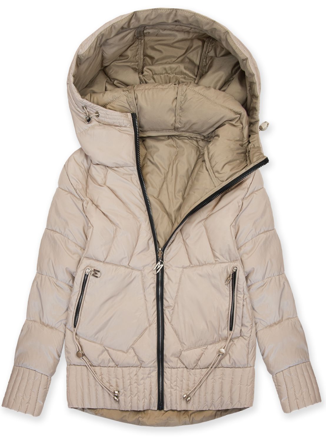 Kifordítható kapucnis dzseki - bézs színű