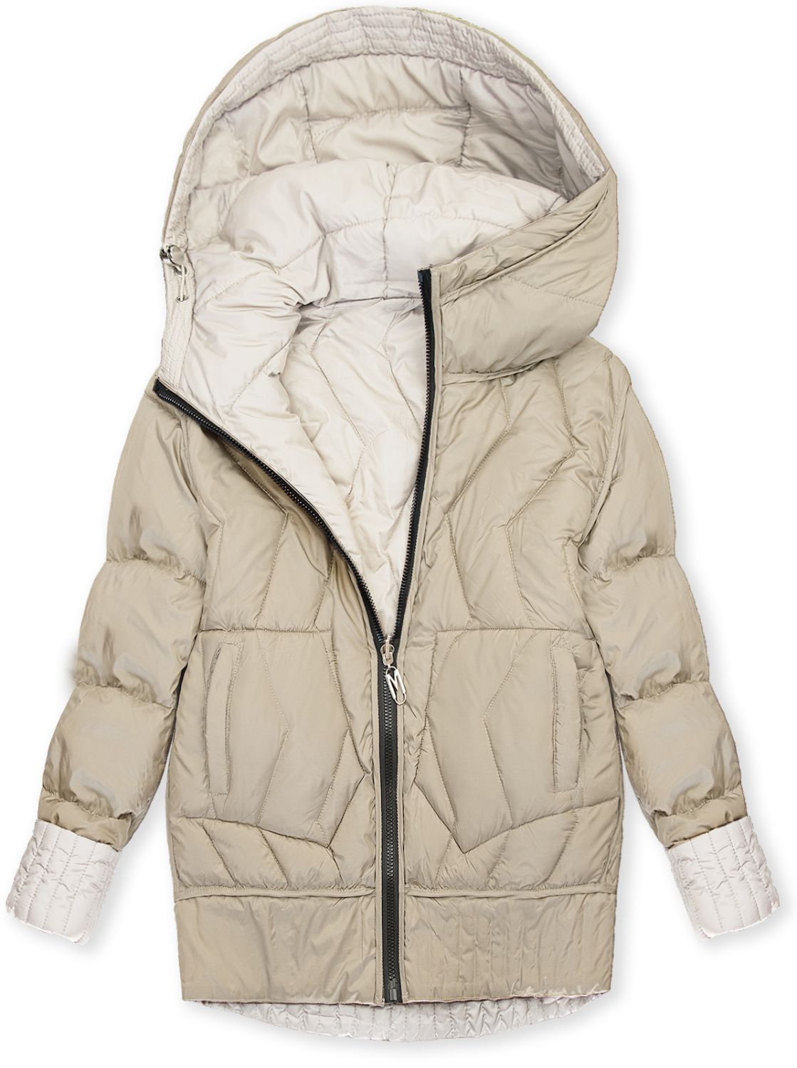 Kifordítható kapucnis dzseki - ekrü/bézs színű