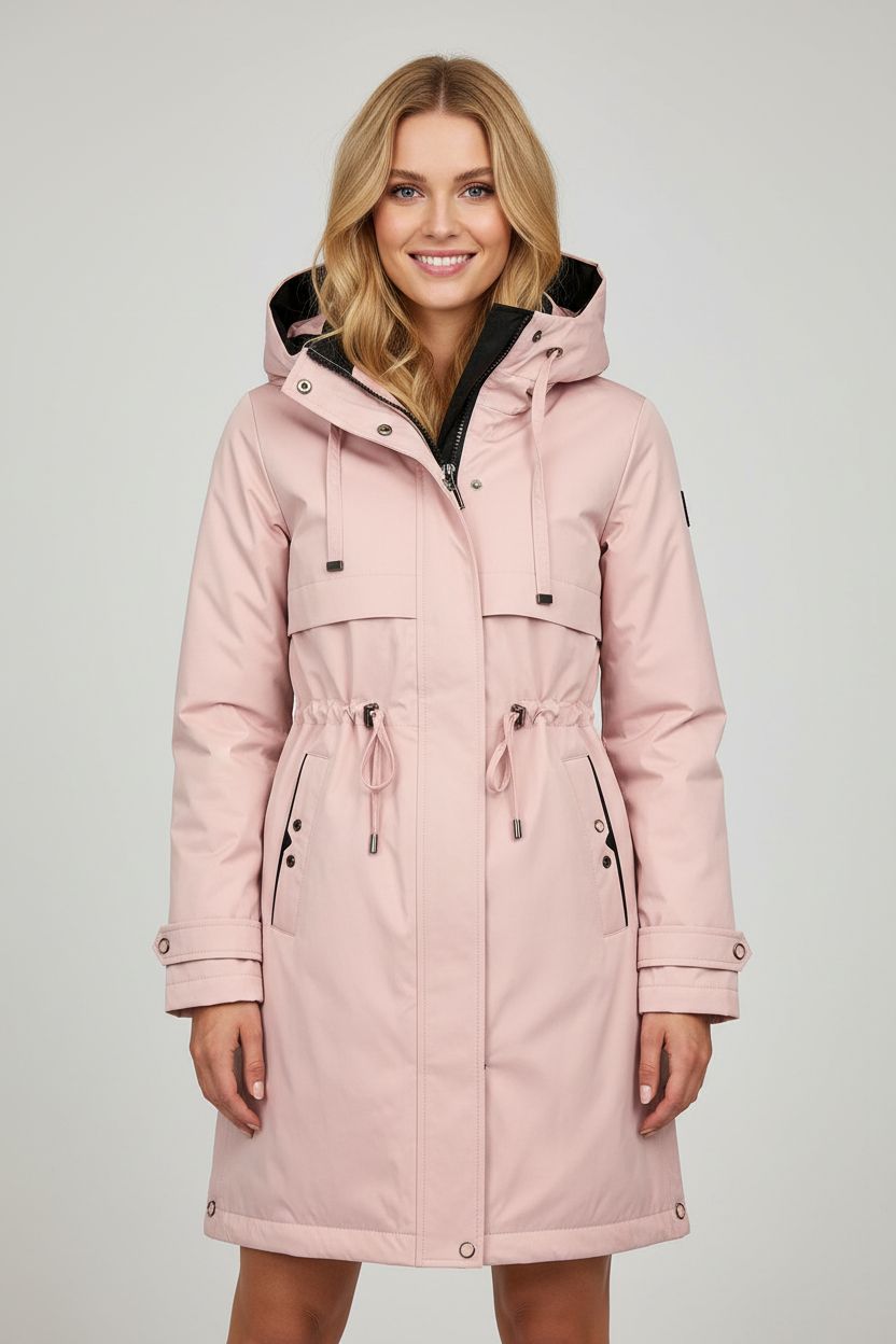 Átmeneti kabát hosszított fazonban - rózsaszínű