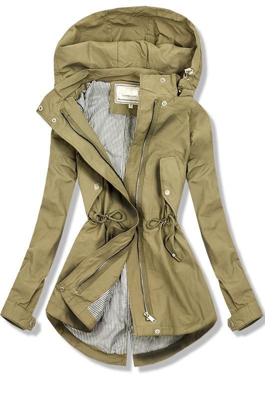 Kheki színű tavaszi parka kabát