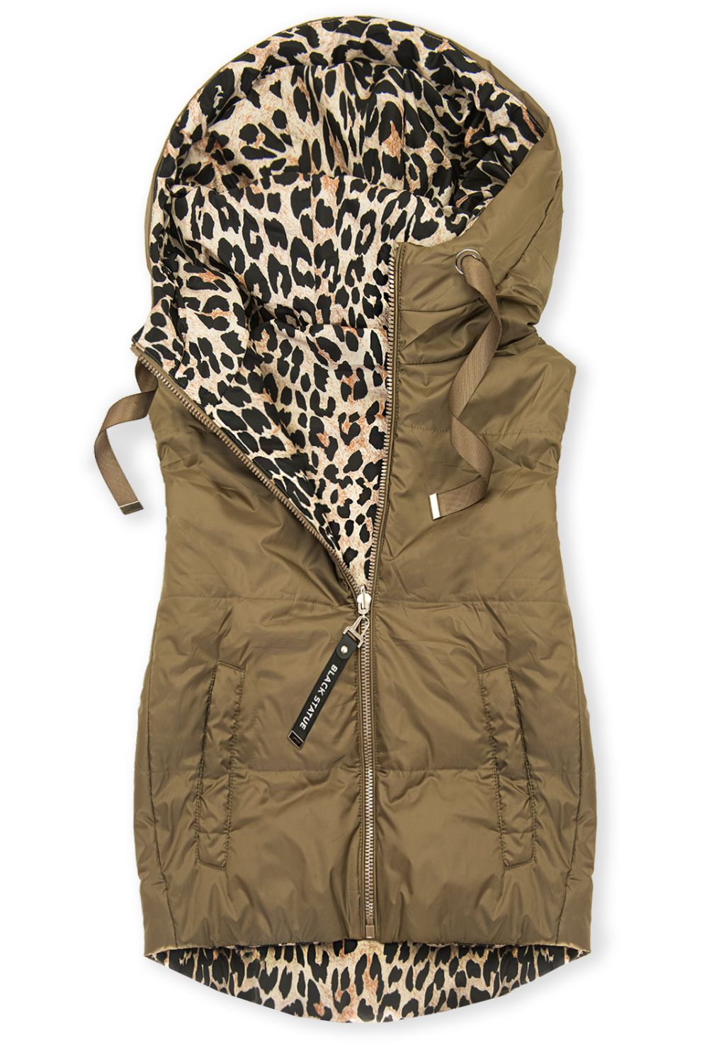 Kifordítható  leopárdmintás mellény - barna színű