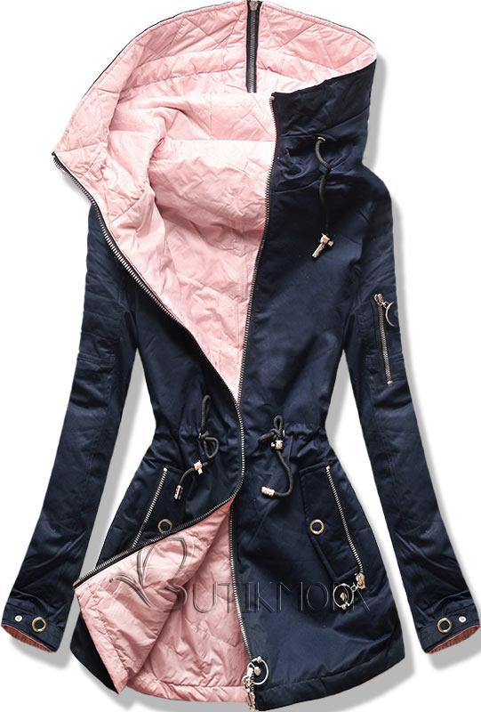 Kék és rózsaszínű kifordítható parka kabát